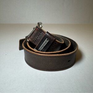 SOLD…Rock & Republic Men's Distressed Brown
Leather Belt w/Signature Metal Pla